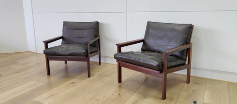 Vintage pallisander fauteuils | Mid Century - 2 stuks