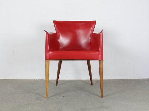 4 Matteo Grassi ontwerp van Carlo Bartoli de Vela Chair in rood leer