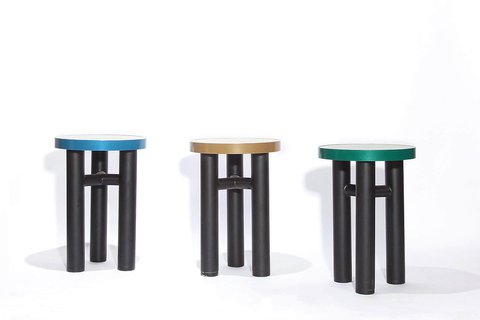Memphis Milano Style Heavy Steel Side Tables