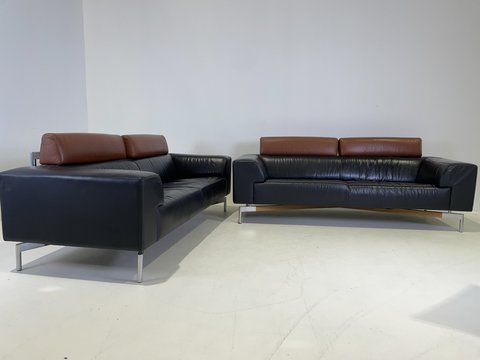 1x Leolux Patachou leather 3-seater designer sofa.
