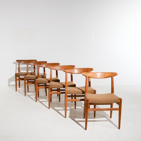 6 Hans Wegner W2 chairs C.M Madsens 1950s