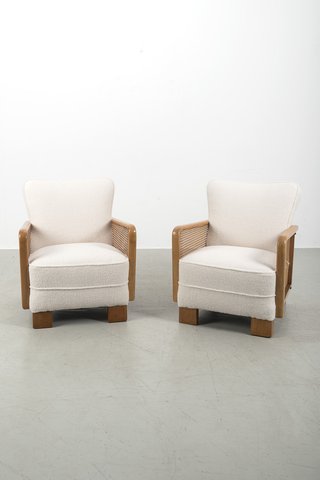 2x Art Deco club armchairs