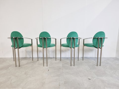 4 Vintage dining chairs by Belgo chrom, set of 4 - 1980s