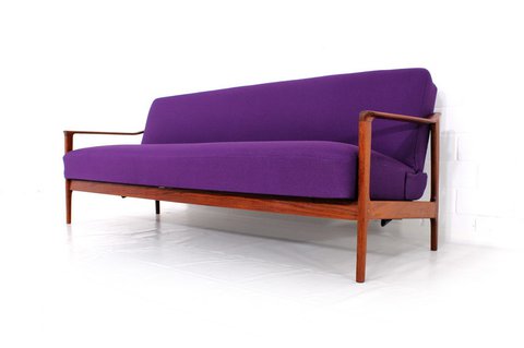 1960s Danish Mid Century Teak Sofa / Daybed with folding function