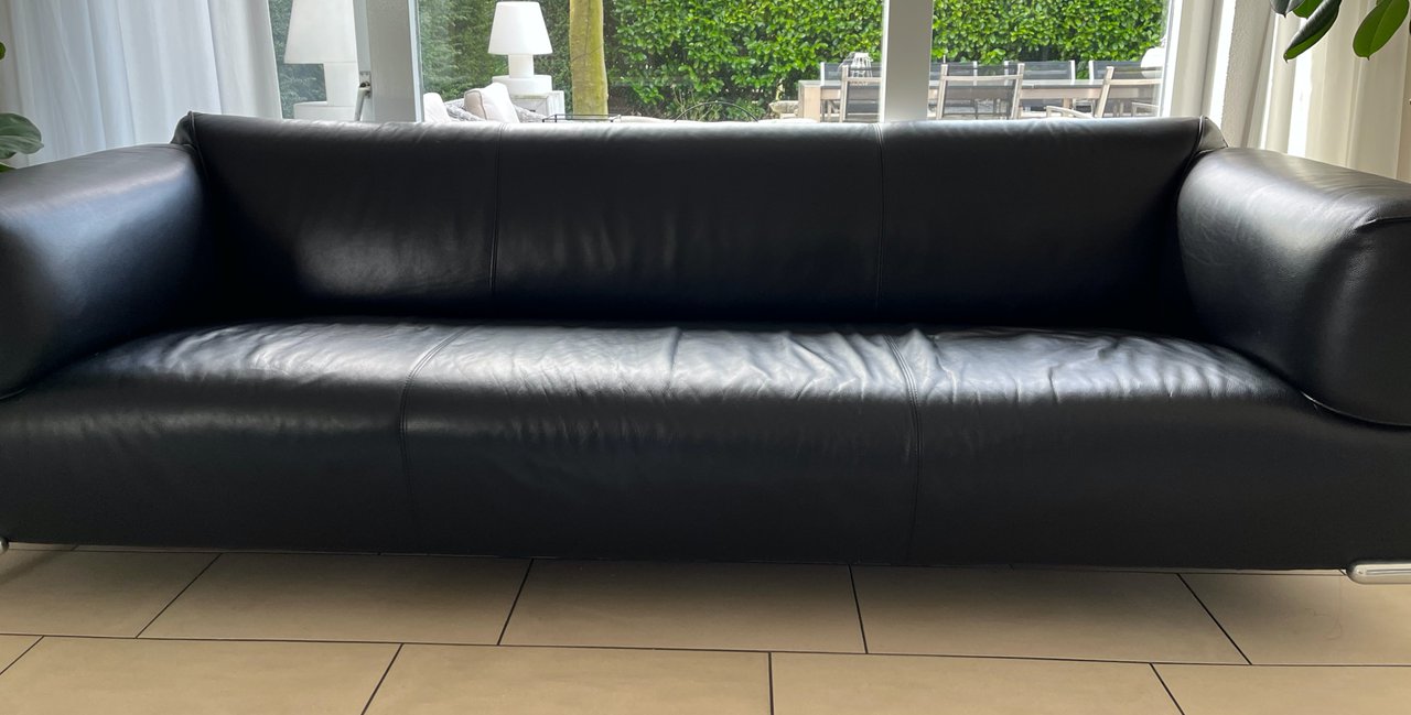 black leather 4 seater sofa