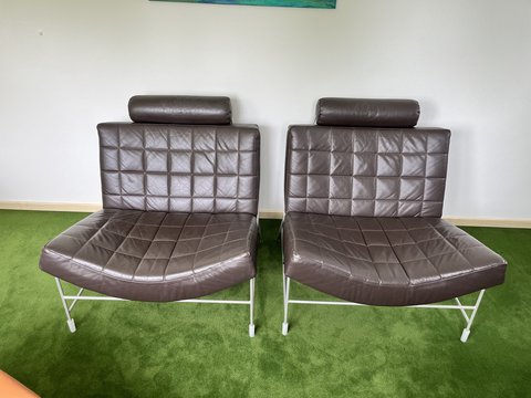 Leolux Volare chairs brown leather