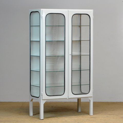 Glass & Iron Medical Cabinet, 1970s
