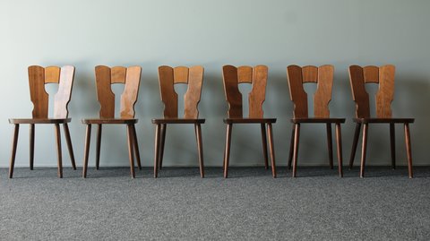 6x Vintage Brutalist cafe chairs