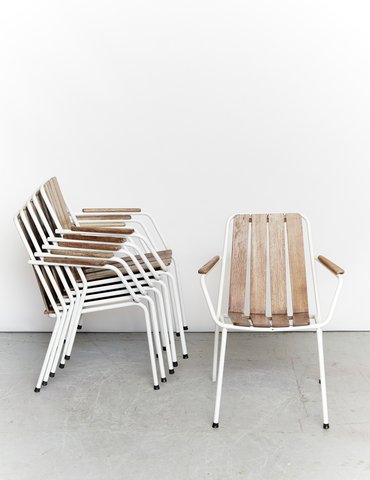6x Daneline Mid-Century Teak Garden Chairs