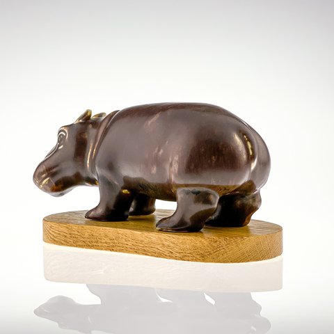 Gunnar Nylund - A glazed stoneware sculpture of a Hippopotamus - Rörstrand Sweden, ca. 1955