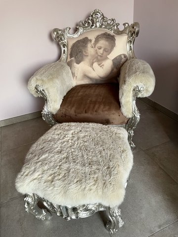 Baroque Michelangelo armchair + ottoman
