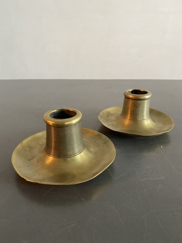 Set of 2 Brass Candle Holder, Finland, 1920s