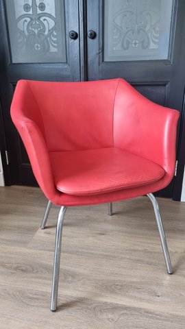 6x Label Van den Berg dining room chair - red leather