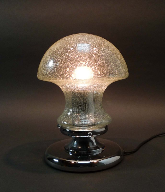 Mid-Century Chrome and Glass Mushroom Table Lamp by Baum Leuchten, 1970s