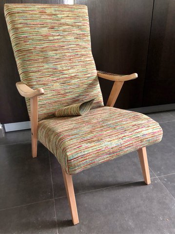 2x vintage opnieuw gestoffeerde fauteuils