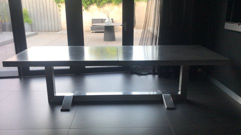 Concrete dining table u-shape stainless steel leg