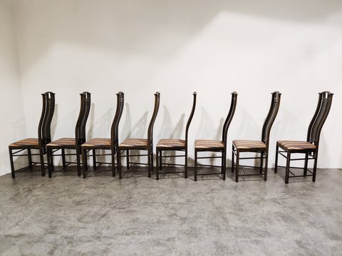 8 Giorgetti Dining chairs Umberto Asnago 1980s
