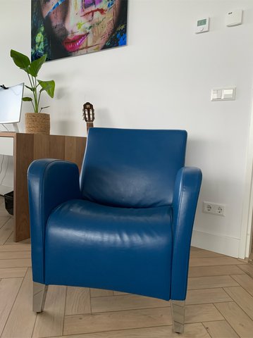 Gispen, royal blue Leather armchair