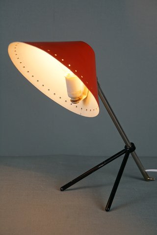 Vintage Hala Zeist design table lamp with red shade