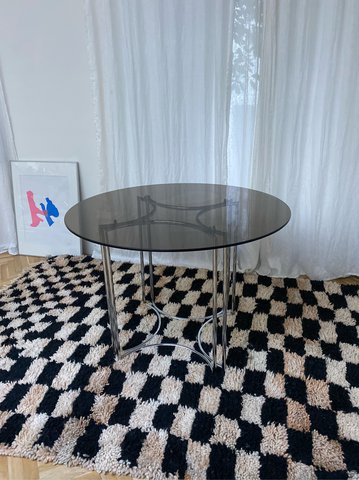 Chrome & smoked glass dining table