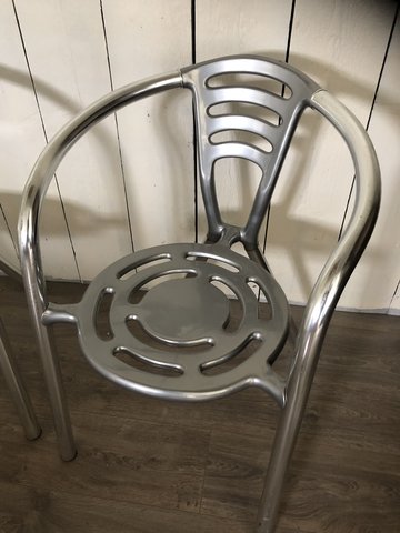 2x Porsche design metalen bistro stoelen