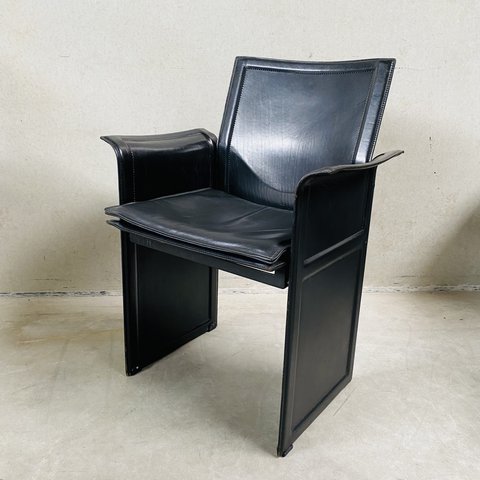 6x Matteo Grassi Leather "Korium" Dining Chair By Tito Agnoli 1970s