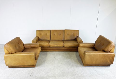 Vintage leather sofa set
