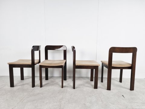 4x Vintage brutalist dining chairs, set