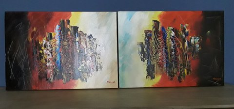 Oil painting diptych by Gena