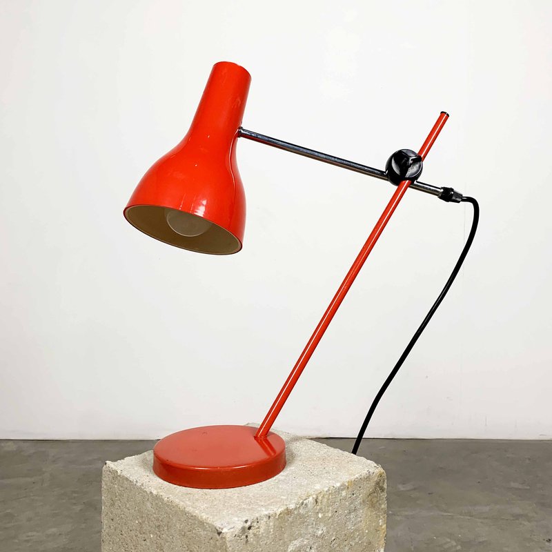 Red Metal Table Lamp, 1960