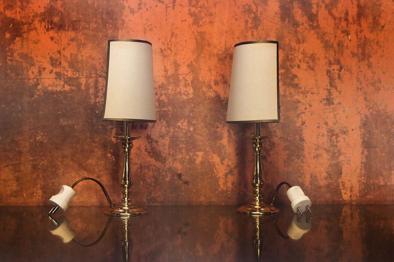 Set of 2 Kullmann Vintage Brass Table Lamp, Bed Side Lamp