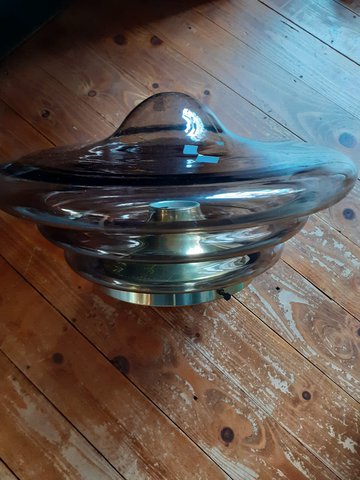 Large Space Age Clear Glass Wall Light from Doria