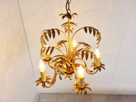 Vintage metal palm chandelier