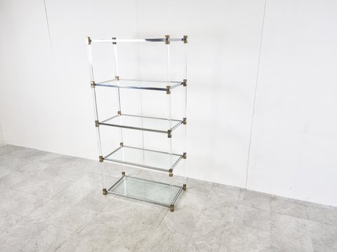 Vintage brass and lucite etagere, 1970s