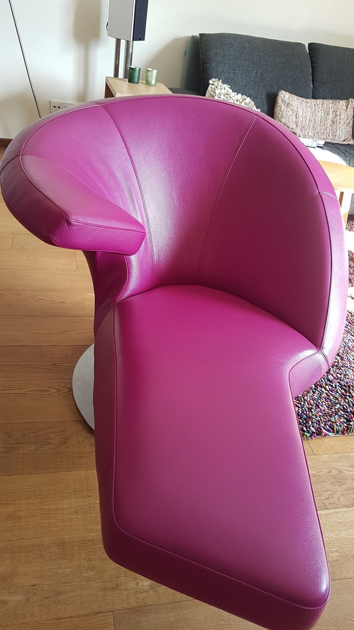 Image 3 of Armchair Leolux parabolica - leather senso orchid