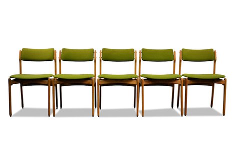 5x OD Møbler Vintage Danish design Erik Buch oak dining room chairs