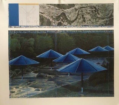 Christo - Blue Umbrellas uit 1991