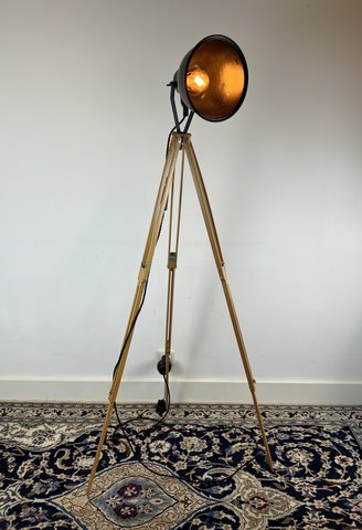 Vintage industrial tripod lamp