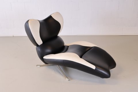 Topform panda chaise longue black and white leather alcantara