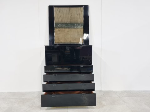 Vintage cabinet with mirror from interlübke, 1980s