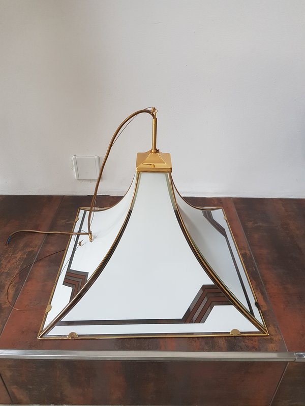 Prachtige Art deco glazen hanglamp