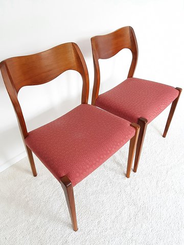 2x Niels Otto Møller chairs Danish design mid century vintage