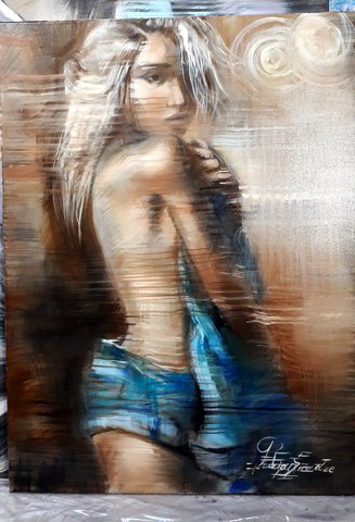 Maia Siradze - Blue jeans - oil painting