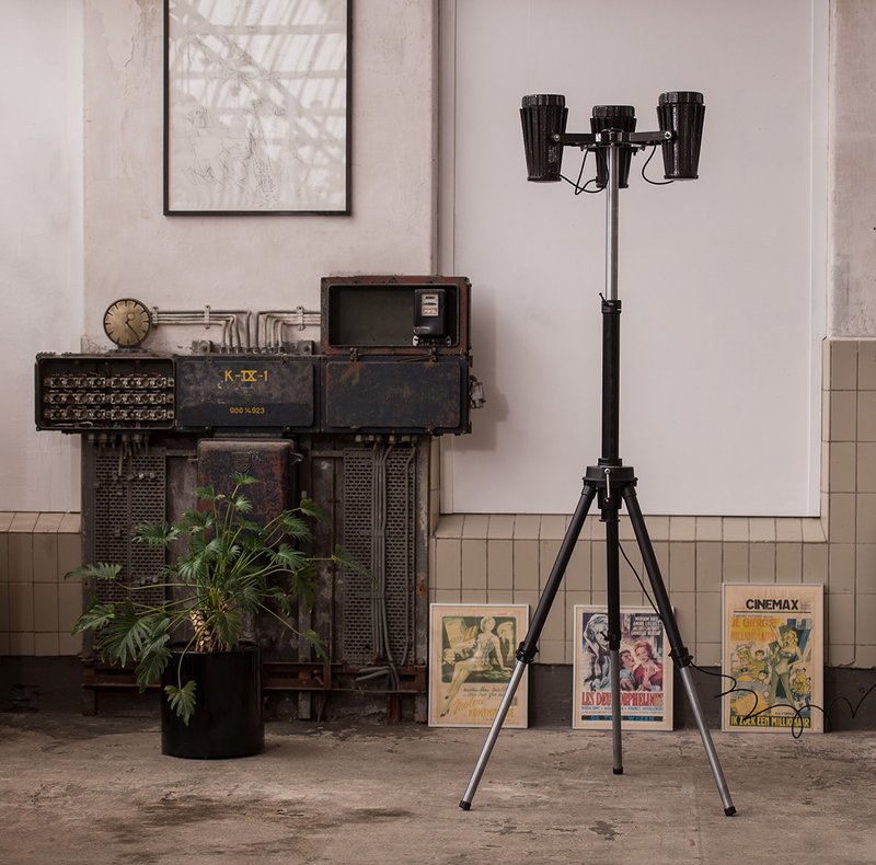 Industrial Re-designs standing tripod lamp
