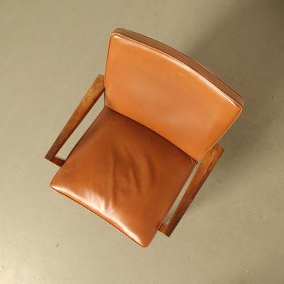 4x Leer en palissander stoelen