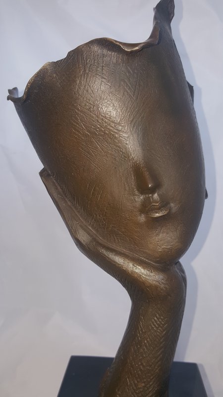 Pablo Gargalla Bronzen beeld hoofd in hand/Masker
