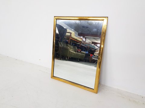 Vintage brass rectangle mirror