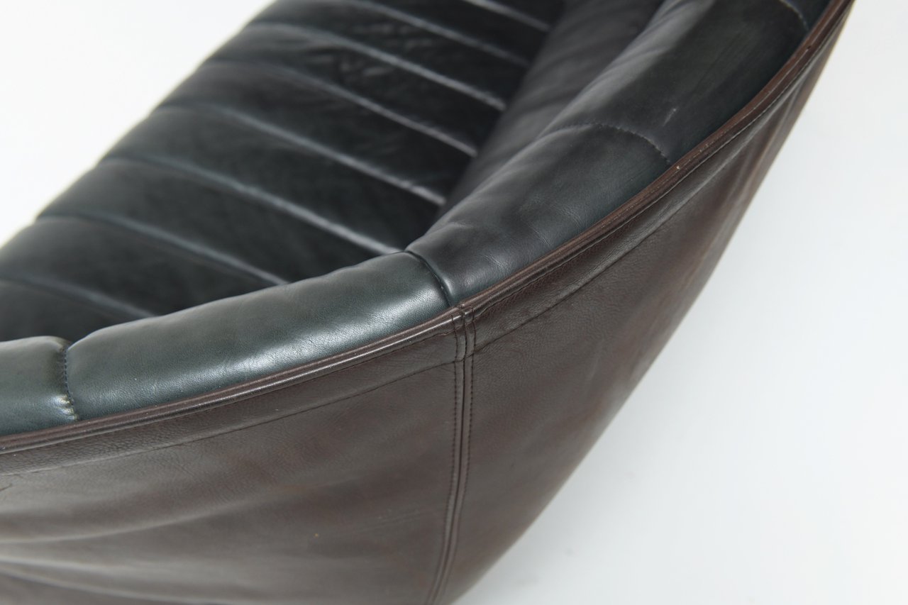 Image 3 of Ligne Roset Moel black leather sofa by Inga Sempé