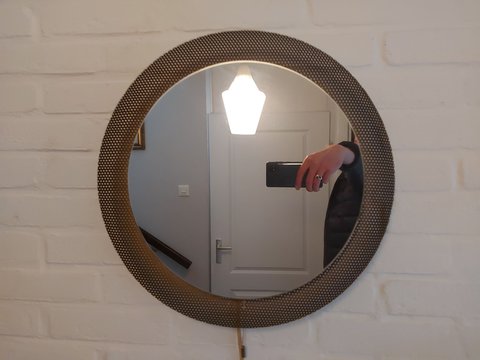 Artimeta mirror with lighting by Mathieu Mategot
