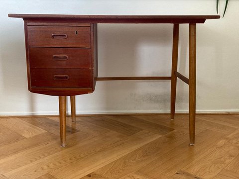 Vintage Deens Teak houten bureau